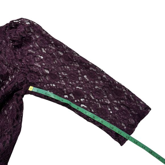 Vintage 80s Victorian Lace Button Up Purple Dress Size 11 Womens Gothic Sheer - Picture 10 of 11